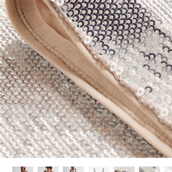 NWT Express Body Contour Sequin Scoop Neck Bodysuit - Picture 5 of 7